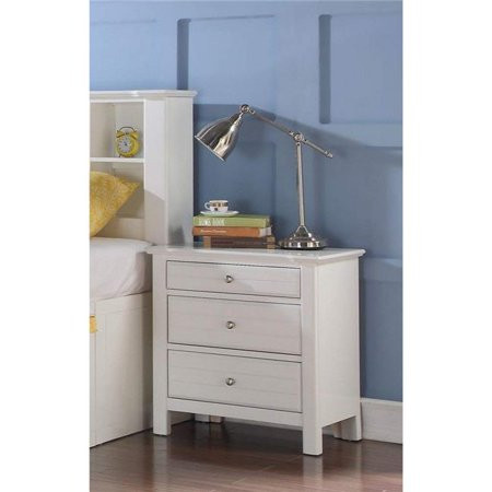 Benzara BM185500 Three Drawer Nightstand with Silver Metal Pull Out Knobs, White - 30.98 x 17.01 x 2 | Walmart (US)