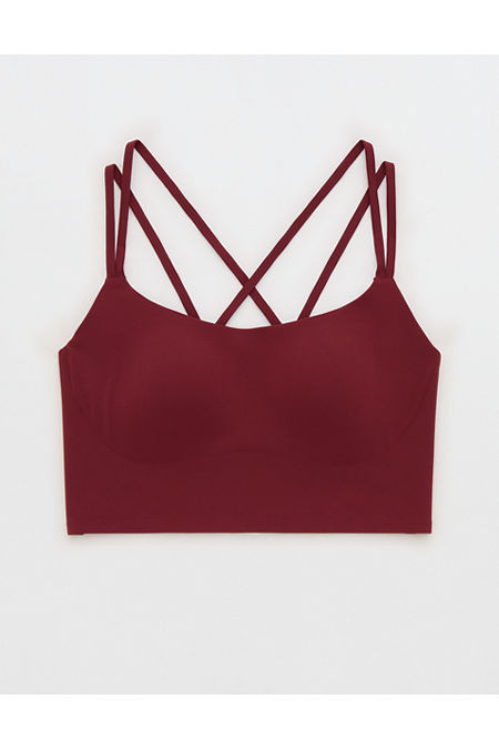 OFFLINE By Aerie Real Me XTRA Hold Up! Strappy Sports Bra Women's Raisin Red XXS | Aerie
