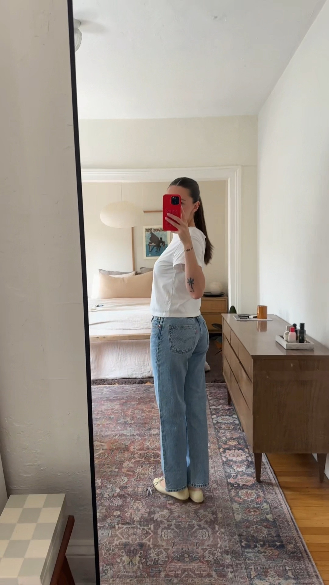 Levi’s 501 90s lightweight jeans SO comfortable I sized down, 30” inseam im 5'5/5’6, wash is fun flare 