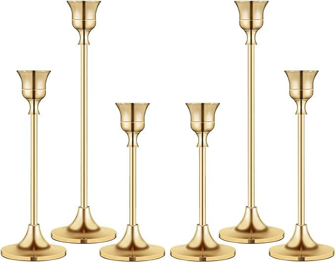 Candlestick Holders,Taper Candle Holder for Candlesticks Gold Brass Vintage Candle Stick Candle H... | Amazon (US)