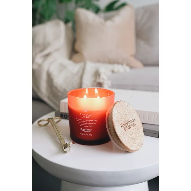 Better Homes & Gardens 12oz Red Lava Citrus Scented 2-Wick Frosted Jar Candle | Walmart (US)