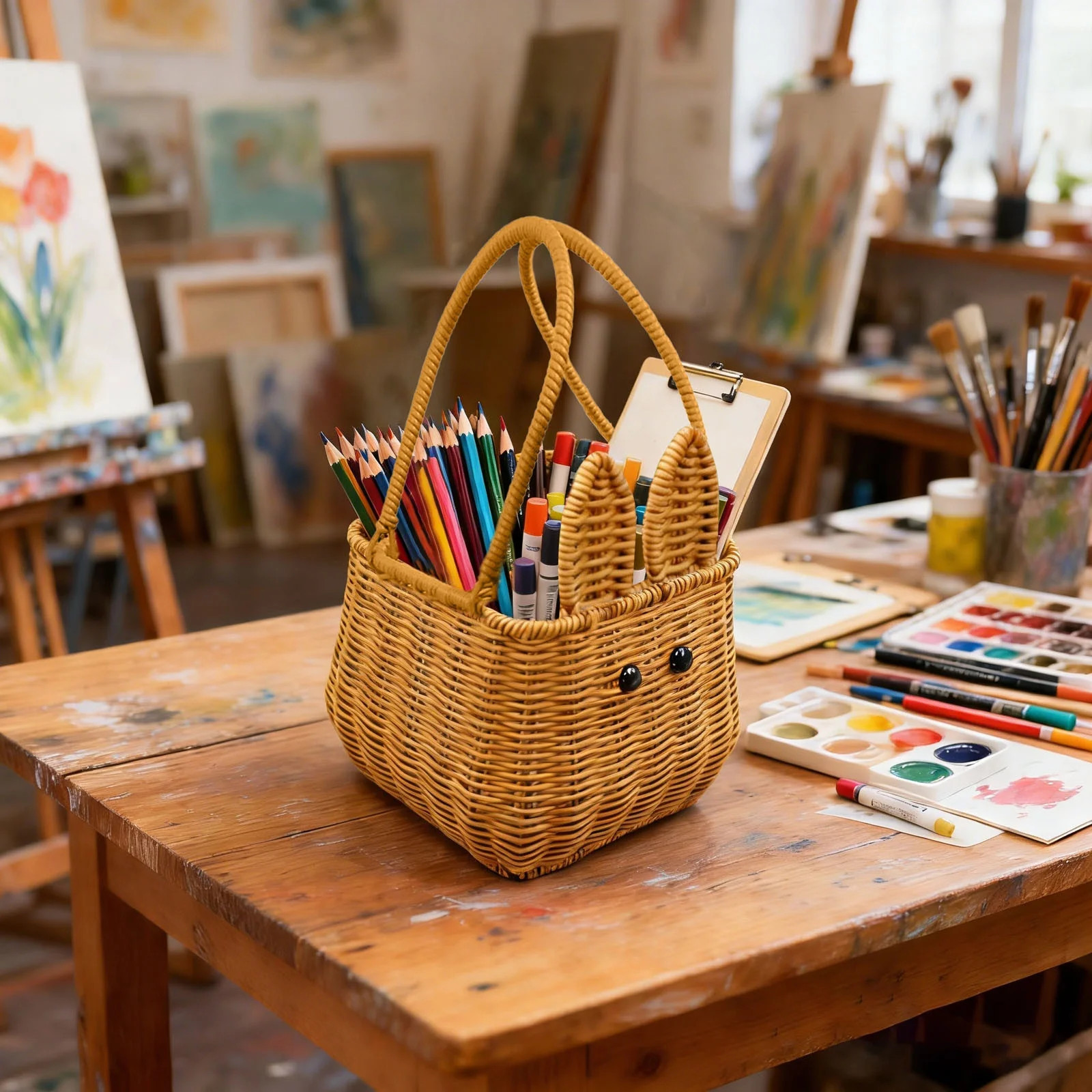 Wicker Rattan Easter Basket - Bunny for Easter, Weddings and Picnics Home Decorations Woven Baske... | Walmart (US)