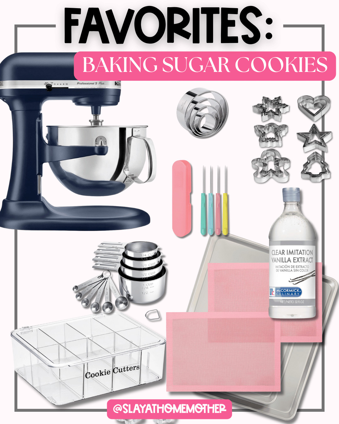 My favorites in the kitchen for baking sugar cookies! Love these cookie cutters, kitchenaid mixer, baking pans, and more! Highly recommend perforated baking mats as well, like the ones pictured :).  

 #LTKHome #LTKSaleAlert #LTKFindsUnder50
