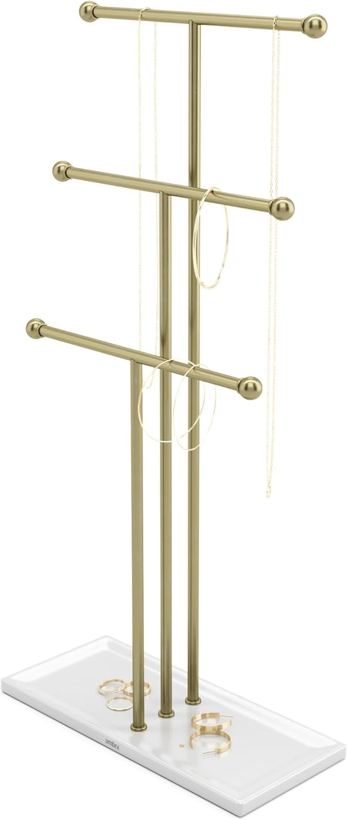 Umbra Trigem Hanging Jewelry Organizer Tiered Tabletop Free Standing Necklace Holder Display, Whi... | Amazon (US)