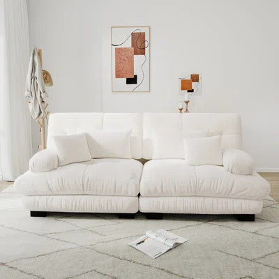 Modular Sectional Cloud Couch , 2-Seat Chenille Deep Seat Sofa With Pillow For Living Room | Wayfair North America