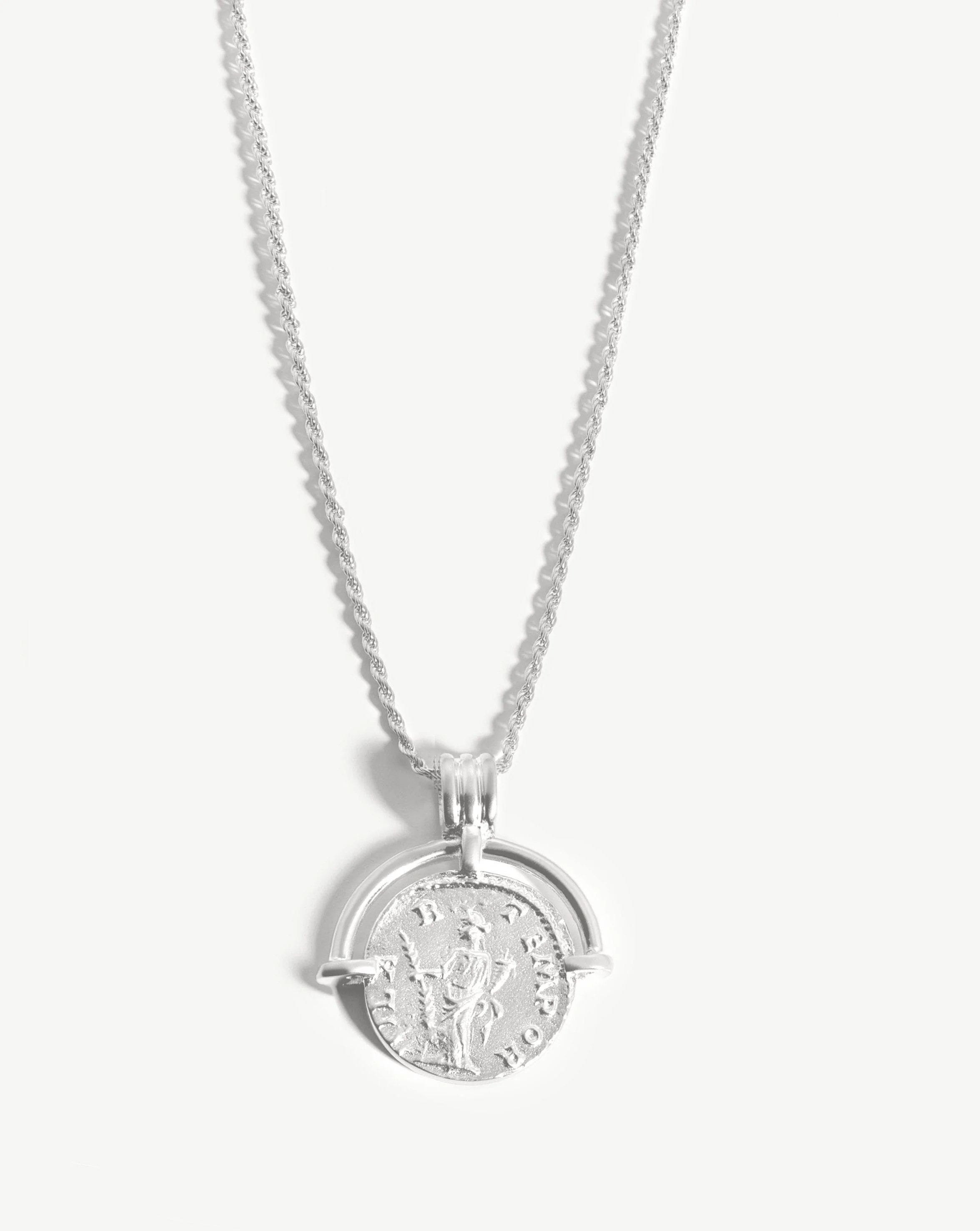 Lucy Williams Engravable Roman Arc Coin Necklace | Silver Plated | Missoma