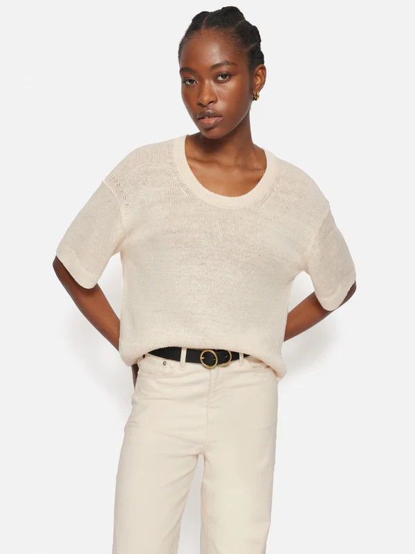 Linen Scoop Neck Knitted T-Shirt | Jigsaw (UK)