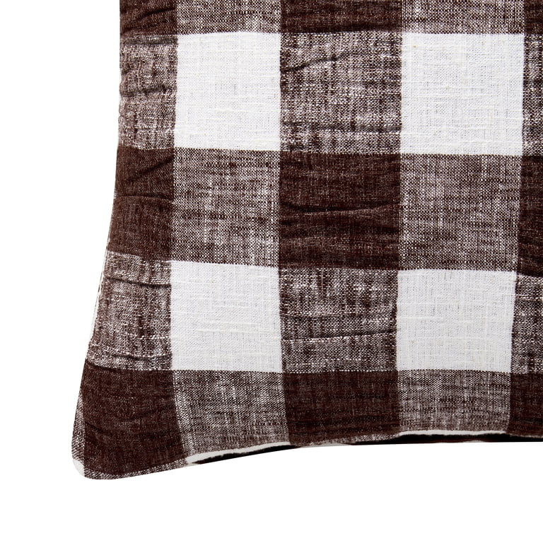 My Texas House 18" x 18" Brown Textured Plaid Decorative Pillow Cover | Walmart (US)