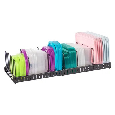 Expandable Food Container Lid Organizer,Large Capacity Adjustable 10 Dividers Detachable Lid Organizer Rack For Cabinets | Wayfair Professional
