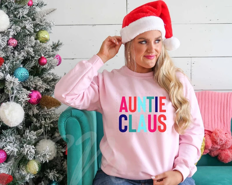 Auntie Claus Sweaterauntie Christmas Sweatshirt Auntie - Etsy | Etsy (US)