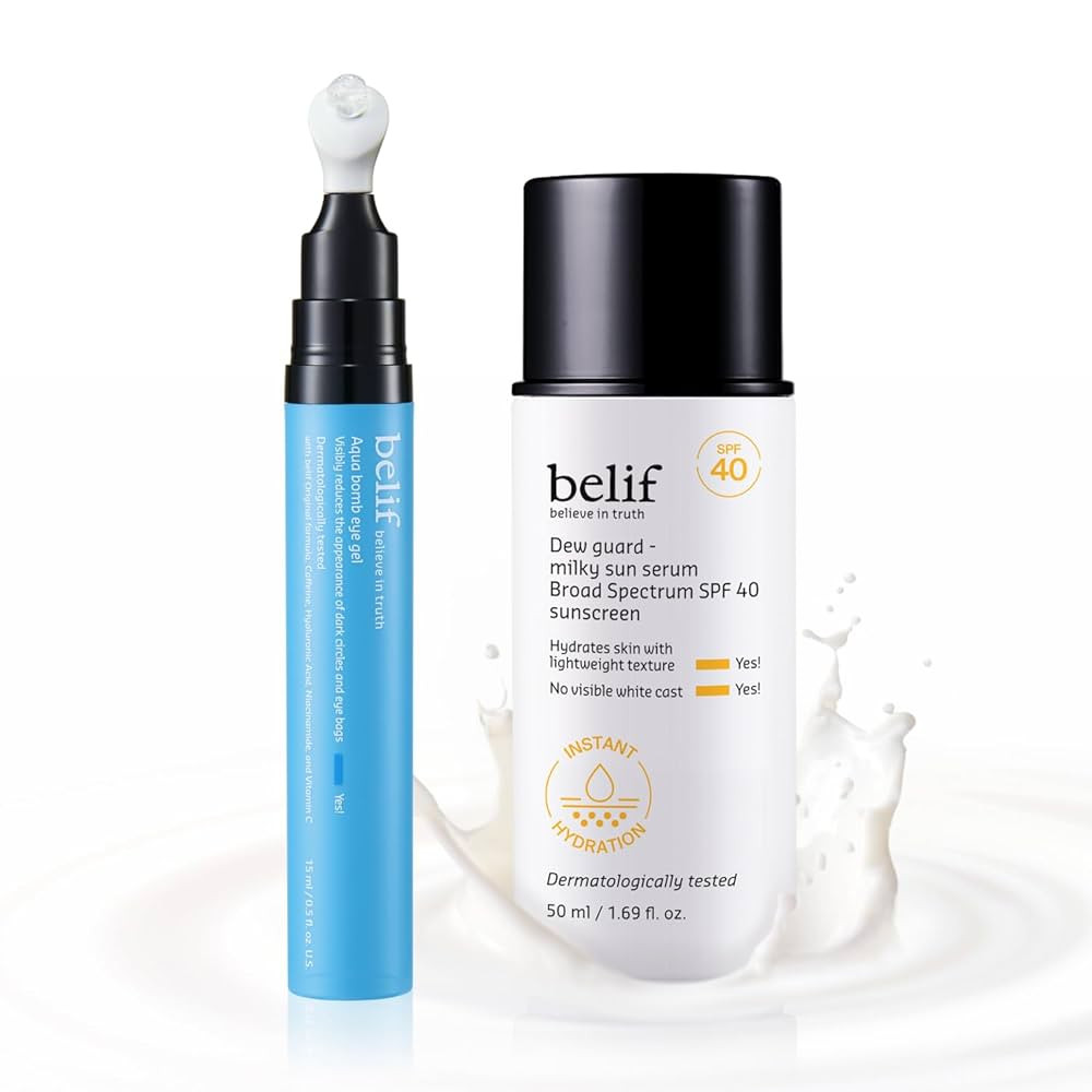belif Eye & Sun Serum Duo – Aqua Bomb Cooling Eye Gel + Milky Niacinamide Sun Serum SPF 40 | De... | Amazon (US)