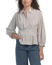 Three-quarter Sleeve Pleat Front Blouse | TJ Maxx