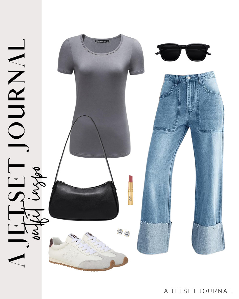 Pair these cuffed jeans from PLNOTME with a gray short-sleeve shirt and Sam Edelman Isella sneakers. Remember to wear this set of stud earrings and apply LAURA GELLER NEW YORK’s Jelly Balm.


#LTKSeasonal #LTKSaleAlert #LTKTravel 

 