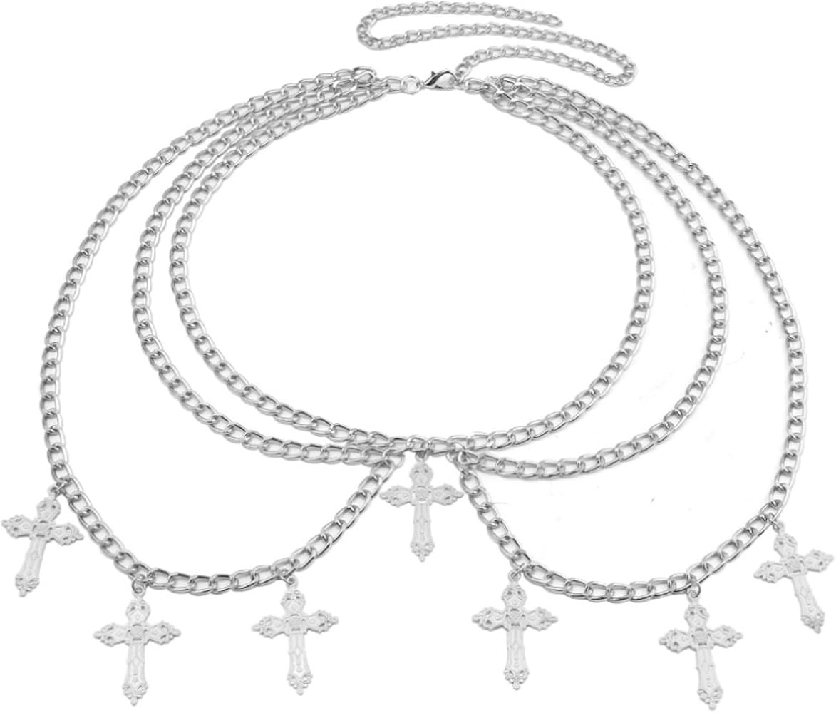 Layered Waist Chain for Women Bohemian Cross Belt Adjustable Cross Waist Chain Chunky Cross Belly... | Amazon (US)