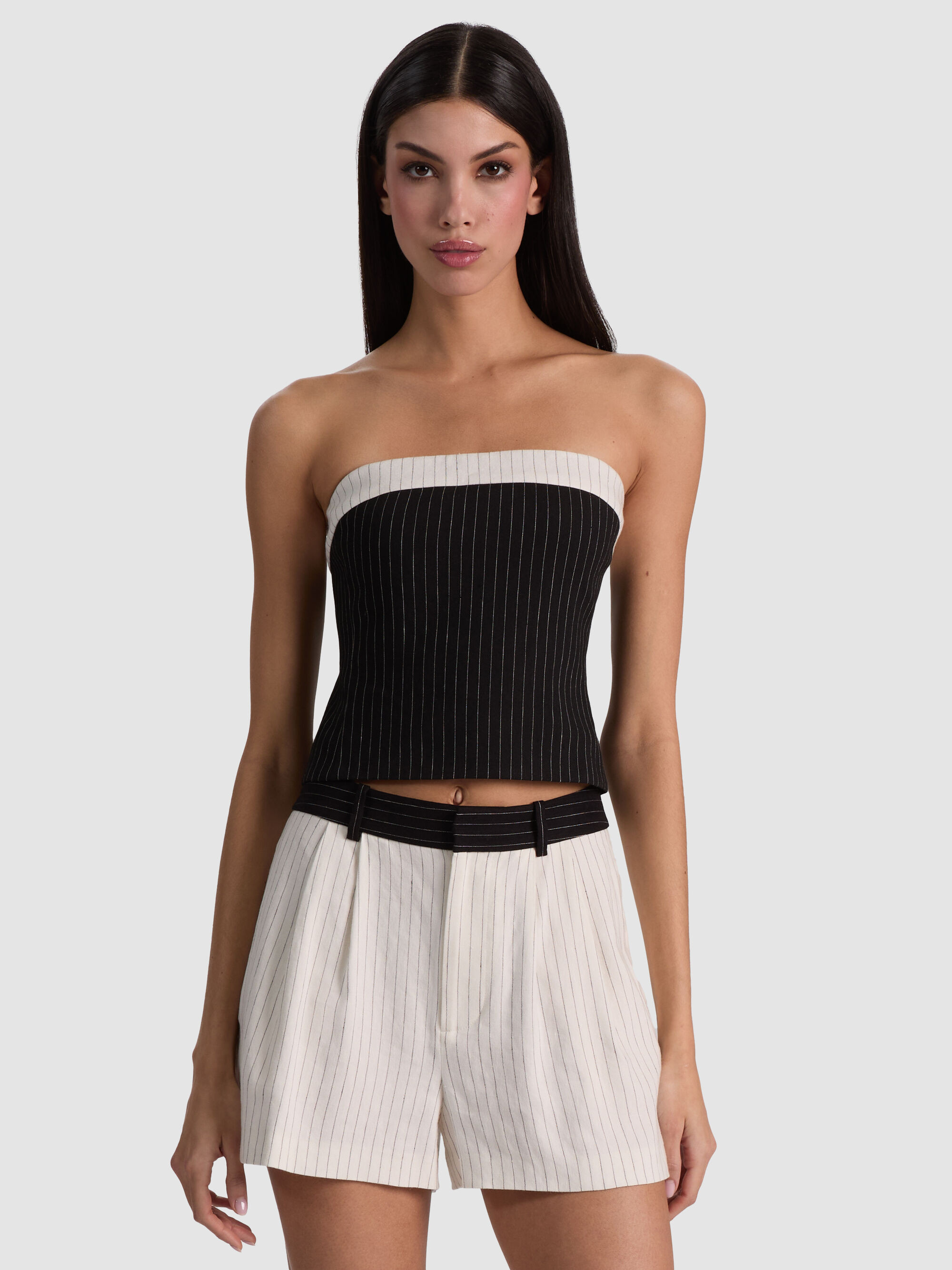 KELLY LINEN STRAPLESS TOP | Alice + Olivia