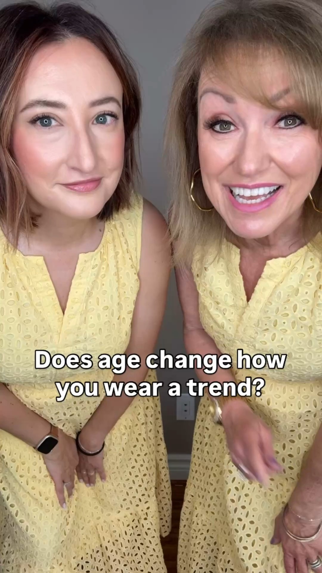 One of the questions I hear most often is whether certain trends work at different ages.

The answer is usually more simple than people expect.

My niece Jen and I wore the same dress, but what stands out to me isn't our age difference—it's our individuality.

We each brought our own personality, preferences, and style to the look.

Because in the end, the best style is personal style.

In my latest *Trendy At Any Age* column for Pretty Magazine, I featured butter yellow as a trend that can work beautifully across generations. But this idea extends far beyond one color or one dress.

The goal isn't to dress younger or older.

It's to dress like yourself.

#LTKootd #LTKSeasonal #LTKOver40