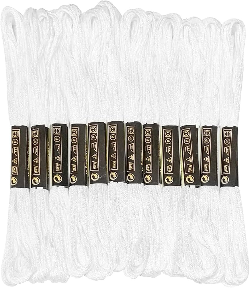 12 Skeins Embroidery Floss White Color, Friendship Bracelet String Cross Stitch Embroidery Thread... | Amazon (US)