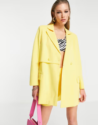 Extro & Vert oversized blazer with panel in yellow | ASOS (Global)