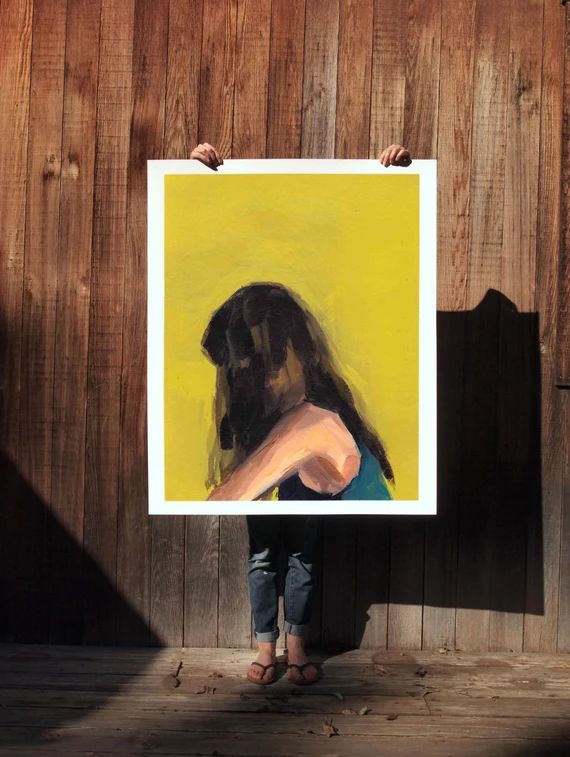 Portrait in Yellow .  extra large wall art . giclee print | Etsy (US)
