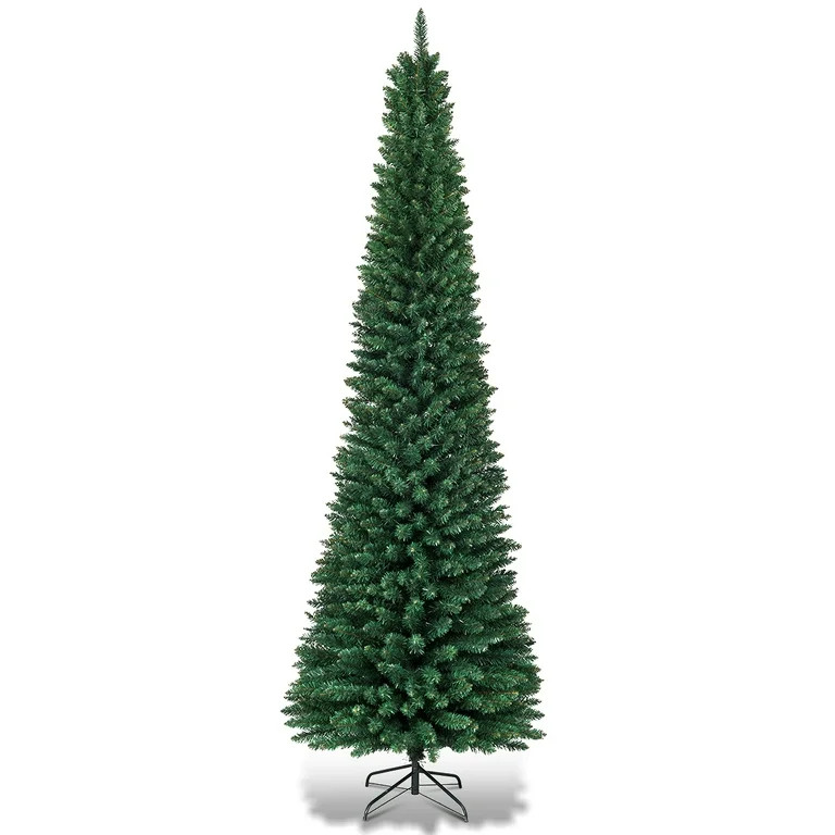 Costway 7Ft PVC Artificial Pencil Christmas Tree Slim Stand Green | Walmart (US)