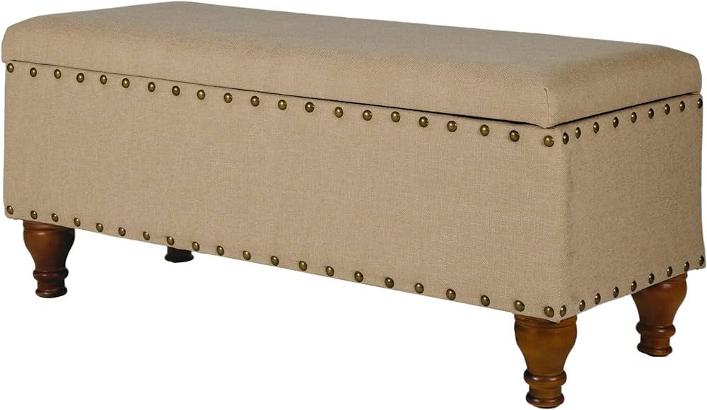 Homepop Home Decor | Upholstered Bench with Nailhead Trim | Large Ottoman with Storage for Living... | Amazon (US)