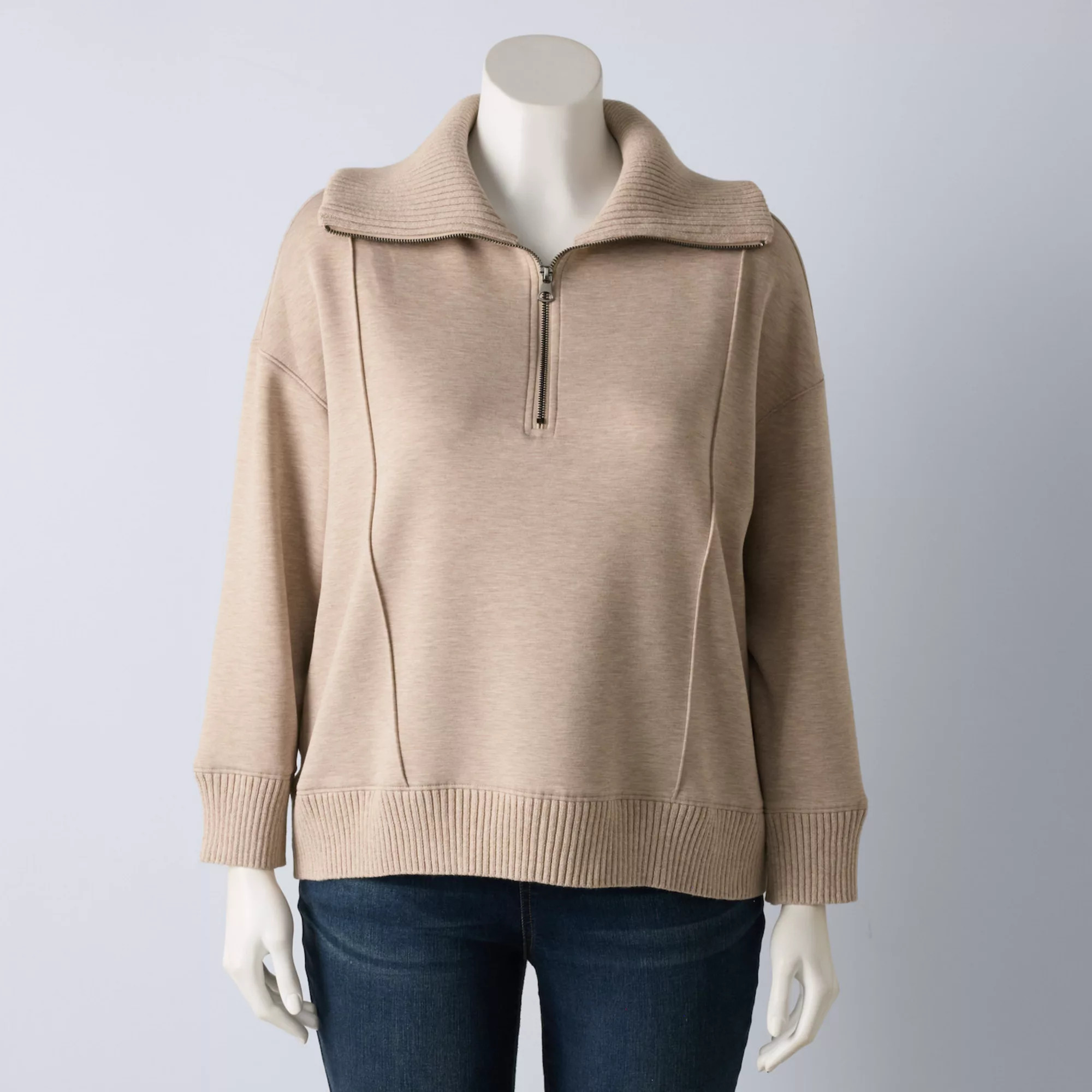 Plus Size Simply Vera Vera Wang Mixed Media Scuba Sweater | Kohl's