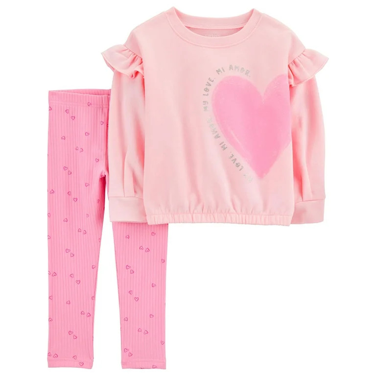 Carter's Child of Mine Toddler Girl Valentine's Day Outfit Set, 2-Piece, Sizes 12M-5T | Walmart (US)