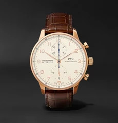 IWC SCHAFFHAUSEN - Portugieser Chronograph 40.9mm 18-Karat Red Gold and Alligator Watch | Mr Porter US
