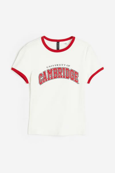 Printed T-shirt  - White/University of Cambridge  - Ladies | H&M GB | H&M (UK, MY, IN, SG, PH, TW, HK)
