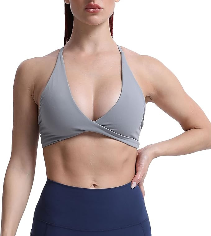 Aoxjox Women's Workout Sports Bras Fitness Backless Padded Sienna Low Impact Bra Yoga Crop Tank T... | Amazon (US)