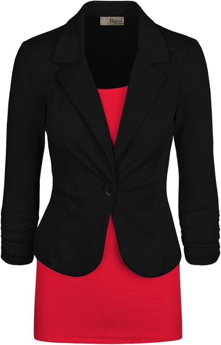 Hybrid & Company Womens Casual Work Office Blazer Jacket Made in USA | Amazon (US)