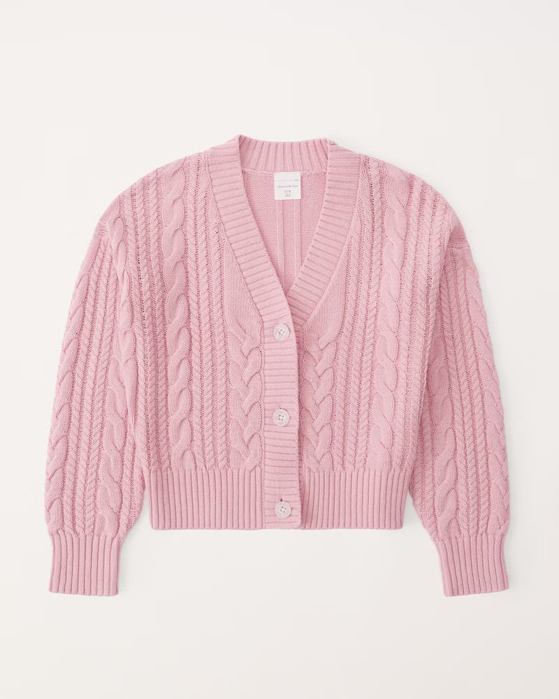 cropped cable stitch cardigan | Abercrombie & Fitch (US)