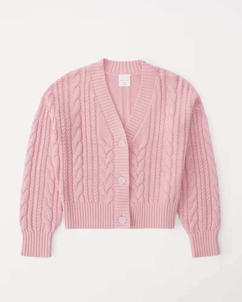 cropped cable stitch cardigan | Abercrombie & Fitch (US)