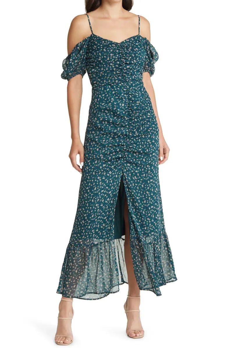 WAYF The Nyla Floral Cold Shoulder Midi Dress | Nordstrom | Nordstrom