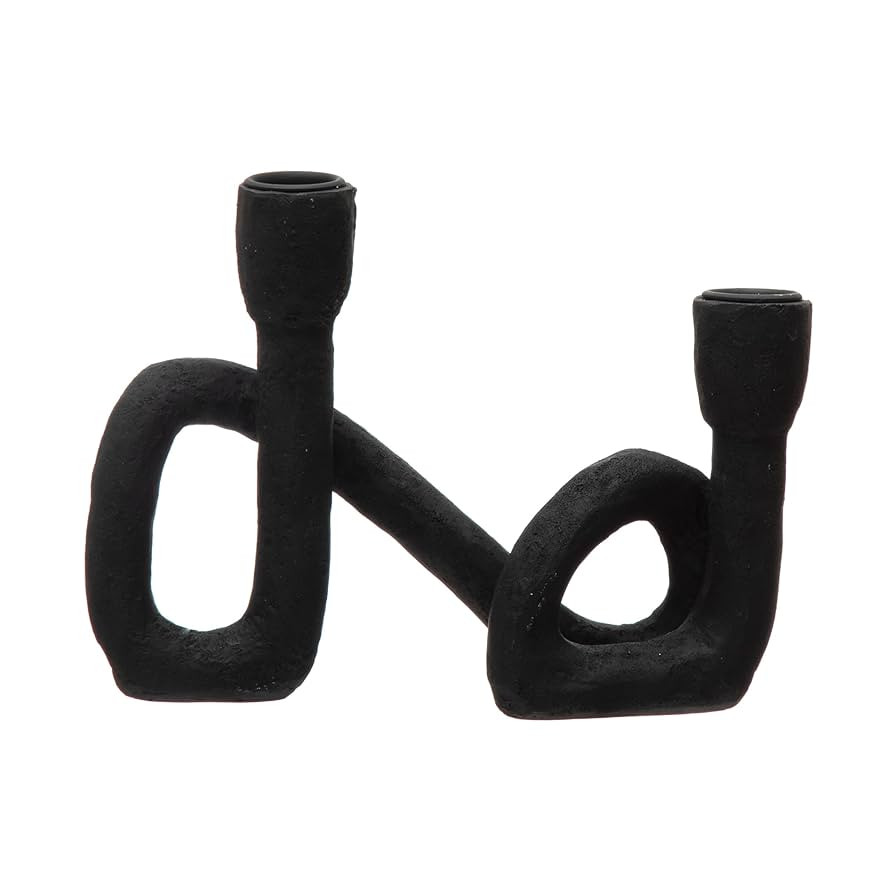 Bloomingville Modern Sculptural Double Taper Candle Holder, Black | Amazon (US)
