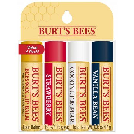 Burt's Bees 100% Natural Origin Moisturizing Lip Balm, Multipack (Original Beeswax, Strawberry, Coco | Walmart (US)