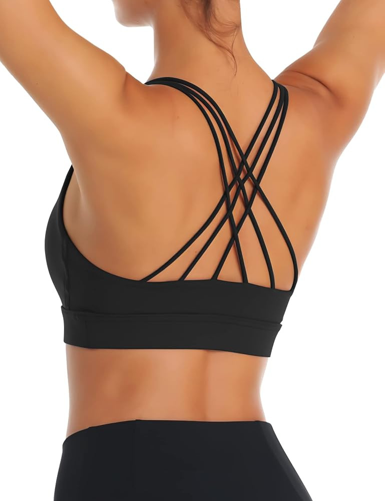 OYANUS Sports Bras for Women Sexy Crisscross Back Padded Strappy Workout Bras Medium Support Yoga... | Amazon (US)
