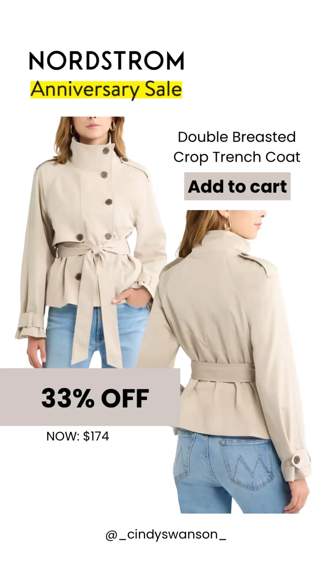 One of my favorite Nordstrom Anniversary Sale finds is this Double Breasted Crop Trench Coat. The cropped silhouette gives a fresh update to a timeless classic, and the neutral color makes it easy to layer over everything from jeans to dresses. Now 33% off for $174, a beautiful investment piece you’ll wear for years.

💡 LTK MADE EASY
❤️ Heart = Support my posts!
🔖 Save = Get sale & restock alerts
📋 Lists = Keep favorites organized
📲 Share = Send lists and products to a friend. Hello, Christmas List!
💬 Comment = Ask me anything about what I’m wearing. :-)

#LTKSaleAlert #LTKootd #LTKOver40