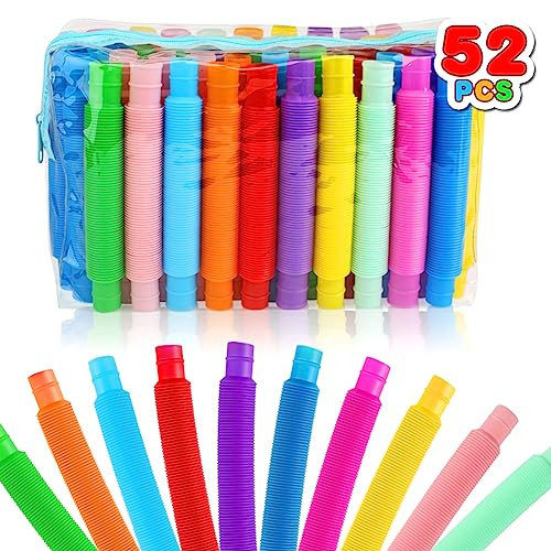 52 Pack Pop Tubes, Sensory Toys Party Favors For Kids 8-12 4-8 Fidget Toys For Anxiety Goodie Bag Stuffers Treasure Box Classroom Prizes Gifts for 3 4 5 6 7 8 9 Year Old Boys Girls Toddlers- 10 Colors | Amazon (US)