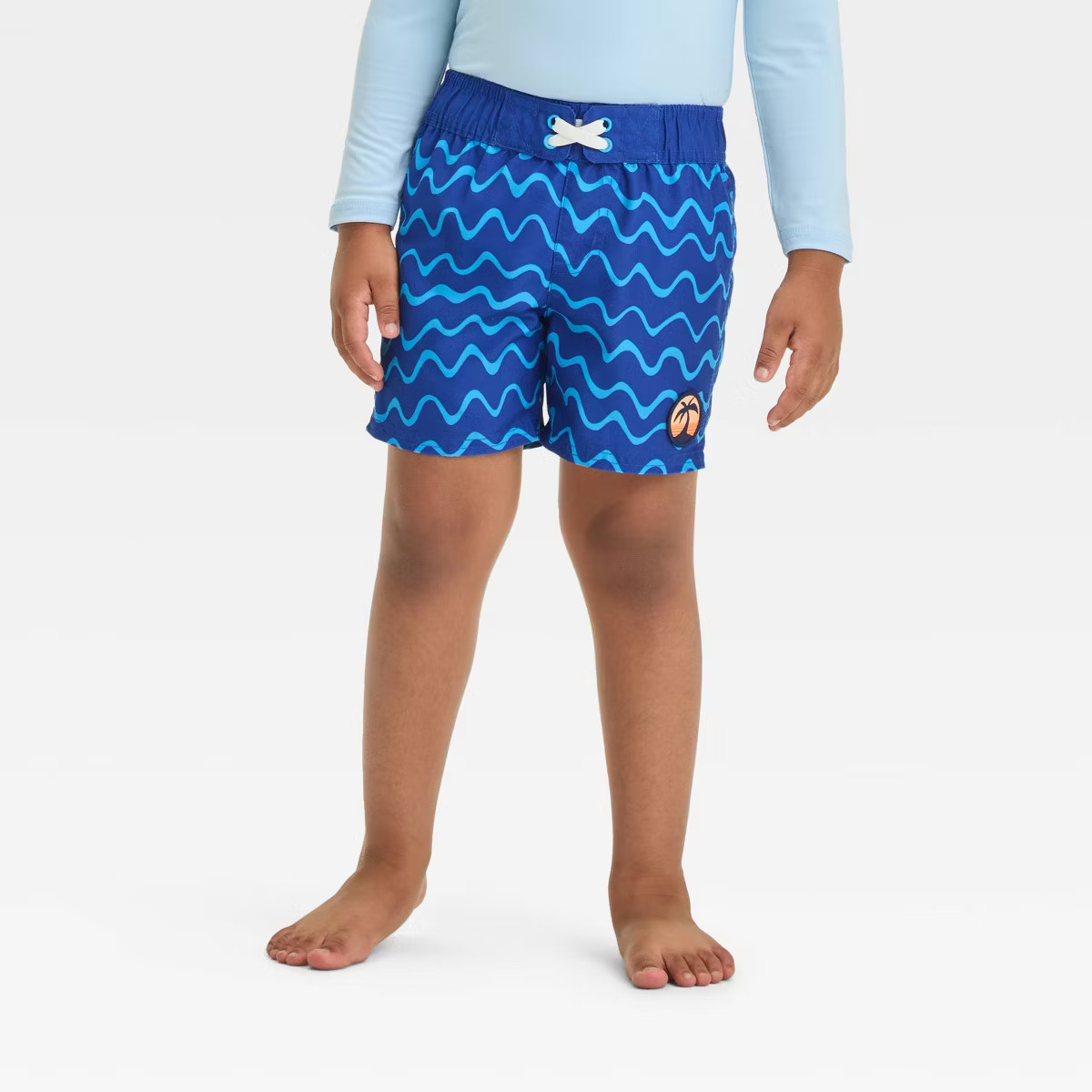 Toddler Boys' Wave Swim Board Shorts With Patch - Cat & Jack™ Dark Blue | Target