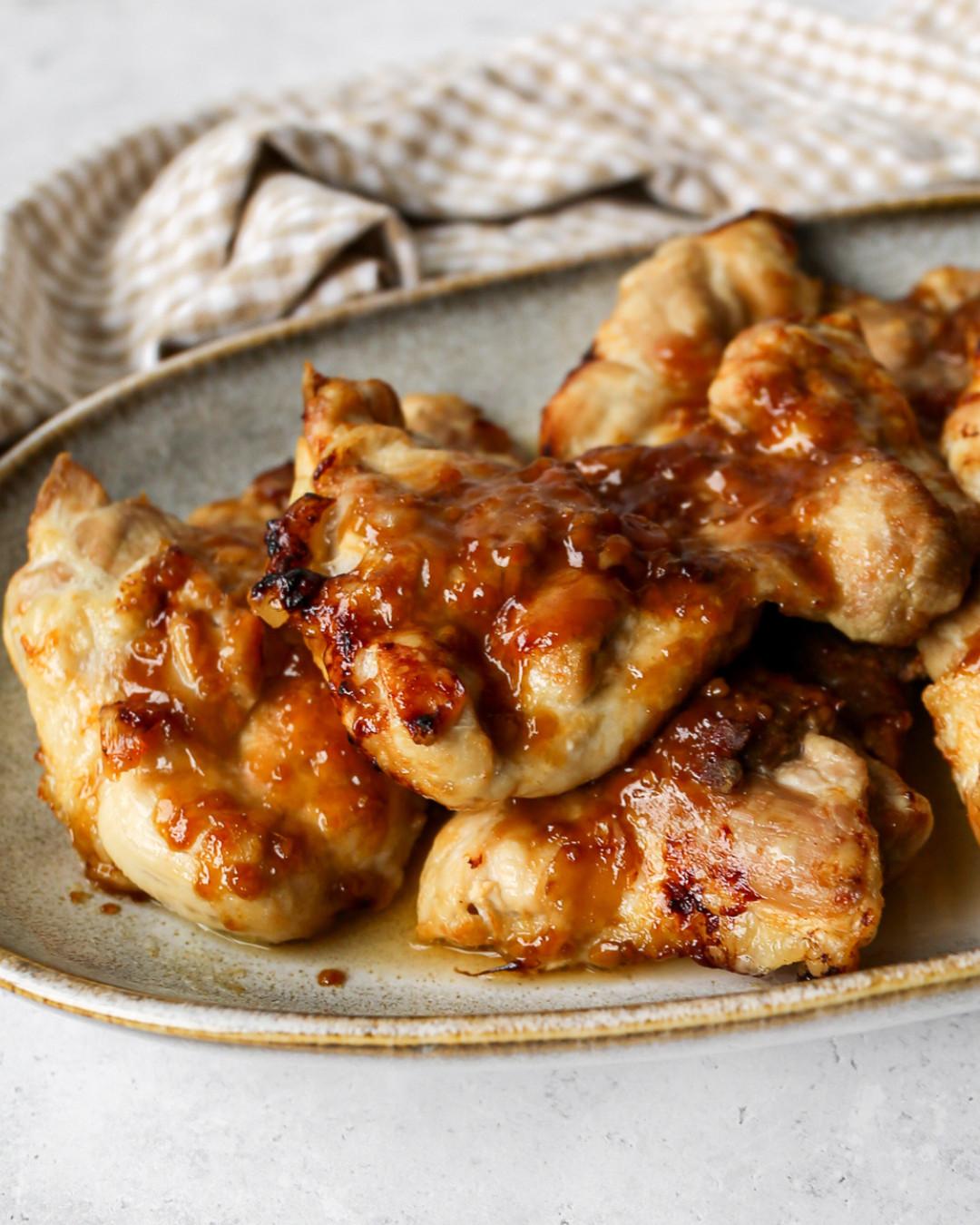 Making these Air Fryer Honey Mustard Chicken Thighs even easier with the right kitchen tools and everything is linked! 🍗✨ The Gourmia 8 Qt Extra Large Air Fryer is the one I use for this recipe and the extra large capacity is perfect for fitting all six chicken thighs in a single layer which is key for getting that beautiful caramelized glaze. The silicone basting brushes are absolutely essential for this recipe since you are basting the chicken twice during cooking and these are heat resistant up to 600 degrees so they hold up perfectly. The TempPro Digital Meat Thermometer is what I use to make sure every chicken thigh has reached that safe internal temperature of 165 degrees before serving. The silicone tipped kitchen tongs make flipping the chicken at the halfway point so easy without scratching the air fryer basket. And the Rubbermaid Brilliance containers are my go to for storing any leftovers in the fridge. Full recipe is on the blog and everything is linked here! 🔗 

 #LTKdayinmylife #LTKfoodie #LTKHome