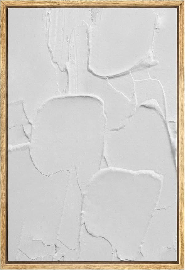 SIGNWIN Framed Canvas Print Wall Art Minimal White Brush Stroke Landscape Abstract Geometric Illu... | Amazon (US)