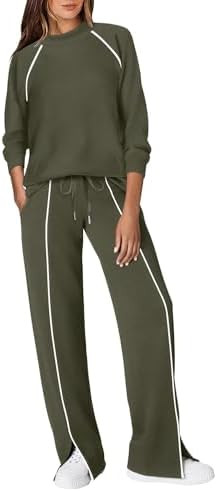 WIHOLL Lounge Sets for Women 2 Piece Fall Outfits 2025 Wide Leg Pant Matching Sets Womens Clothin... | Amazon (US)