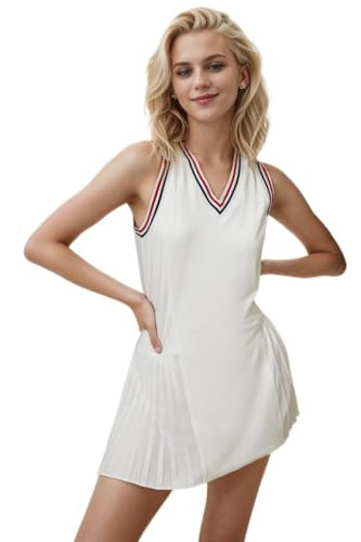 Kedera Tennis Dress for Women Golf Outfits Sleeveless Active Exercise Athletic Dresses for Women Pleated Summer Dress White | Amazon (US)