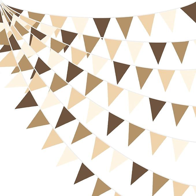 32Ft Brown Party Decorations Brown Pennant Banner Fabric Triangle Flag Bunting Garland Streamers ... | Amazon (US)