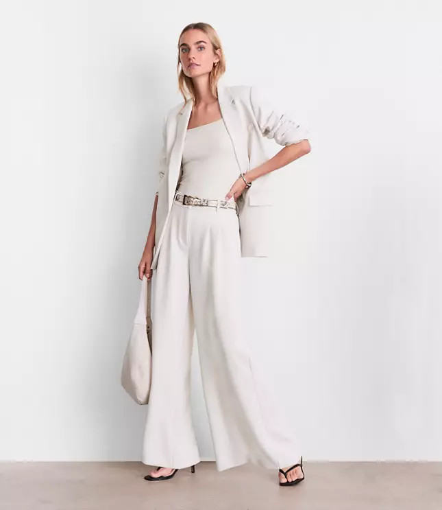 Petite LOFT Versa Crepe Drape Palazzo Pant | LOFT