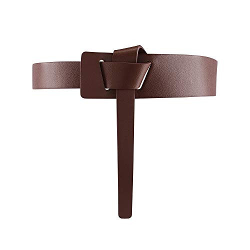 CHIC DIARY Women Fashion Knot Belt for Dress Jeans PU Leather Tie Waist Belt No Buckle Cinch Belt (Brown) | Amazon (US)