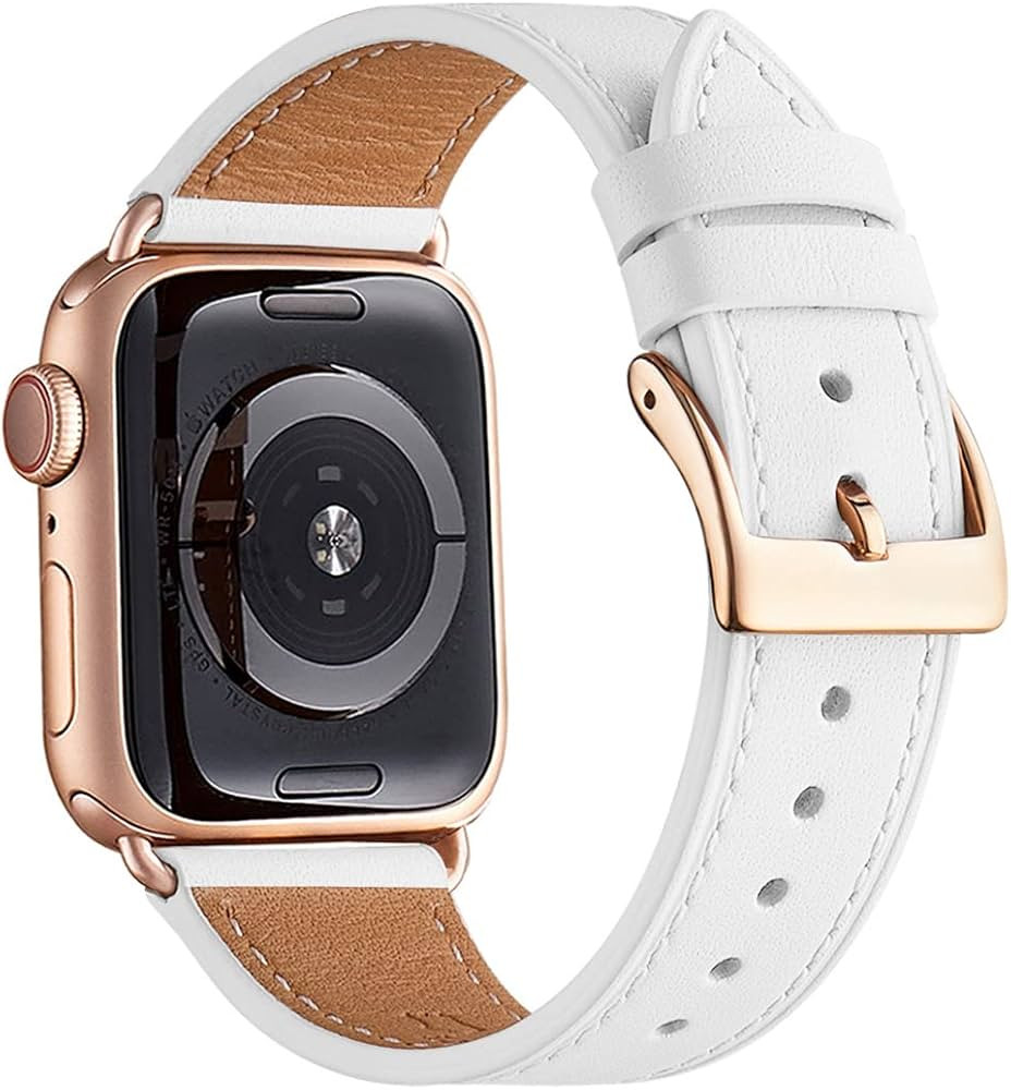 Bestig Band Compatible for Apple Watch 38mm 40mm 41mm, Genuine Leather Replacement Strap for iWat... | Amazon (US)