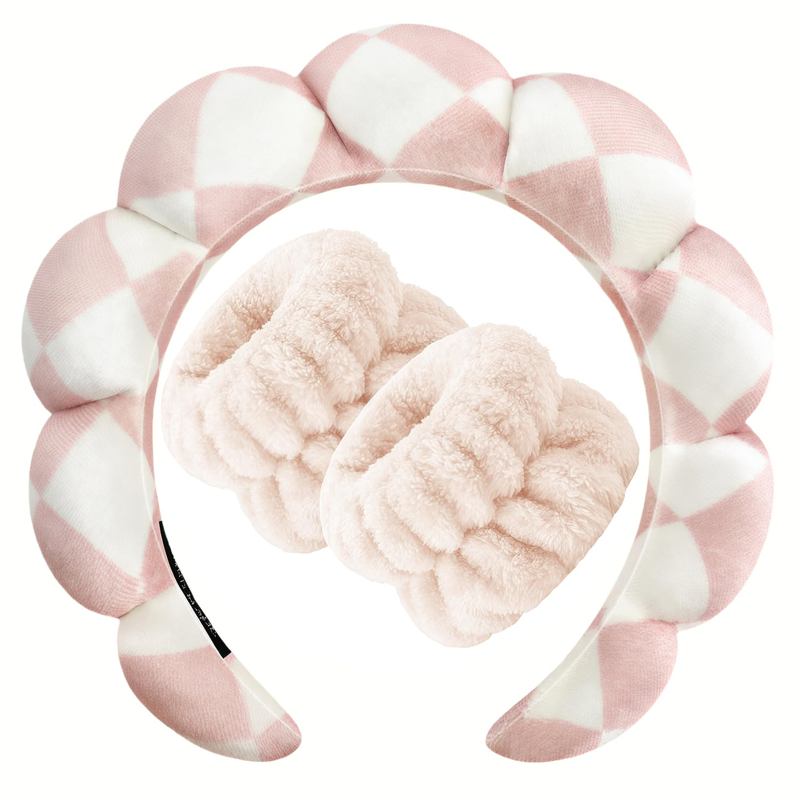 Zkptops Spa Headband for Washing Face Wristband Set Sponge Makeup Skincare Velvet Fabric Bubble S... | Amazon (US)