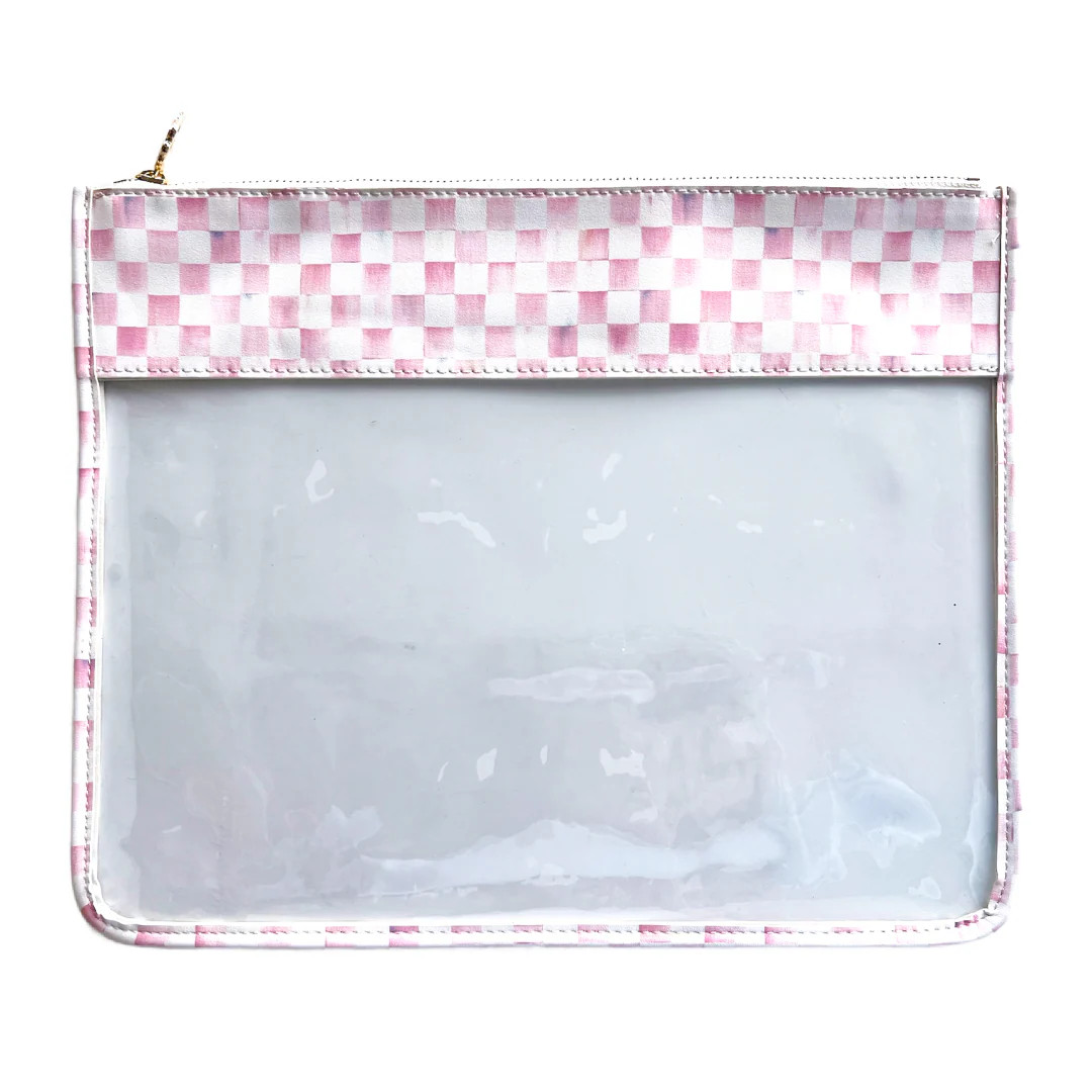 Large MacKenzie-Childs Print Leather Project Bag - Rosy Check | Penny Linn Designs